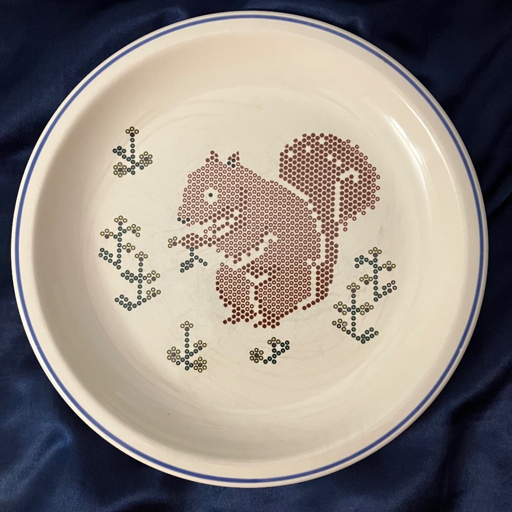 Vintage Pfaltzgraff Squirrel Needlepoint Cross Stitch 8.5" Plate RARE! Item B